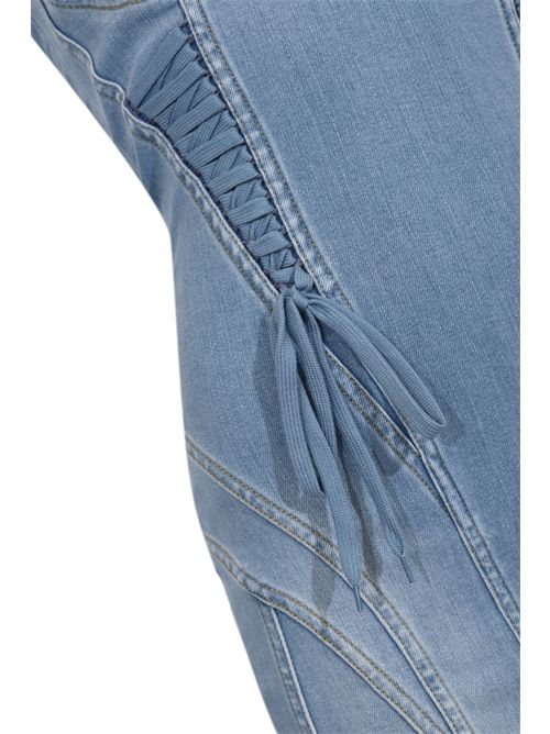 Abito in denim di cotone e lyocell con lacci criss-cross Elisabetta Franchi | AJ47D61E2192